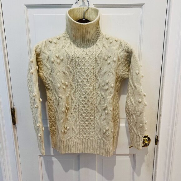 Vintage Kennedy of Ardara 100% Wool Chucky Cable Hand Knit fisherman Sweater Siz - Picture 13 of 16